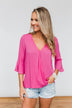 Lots Of Laughs V-Neck Wrap Top- Hot Pink