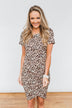 Lasting Moments Cinched Dress- Neutral Leopard