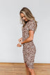 Lasting Moments Cinched Dress- Neutral Leopard