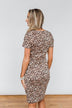 Lasting Moments Cinched Dress- Neutral Leopard