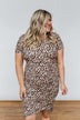 Lasting Moments Cinched Dress- Neutral Leopard