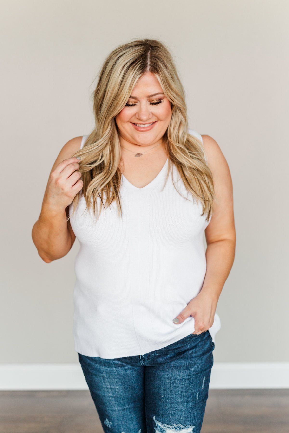 Make Some Magic Knit Tank Top- Off-White