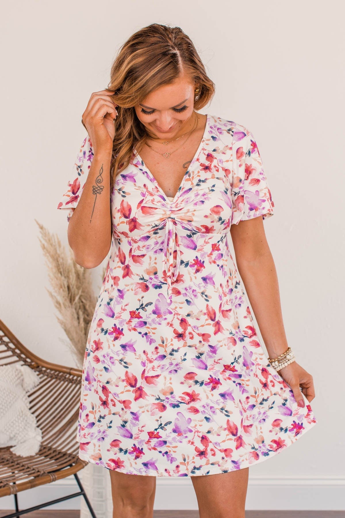 A Fresh Start Floral Dress- Ivory