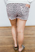 KanCan Frayed Hem Shorts- Blush Leopard Wash