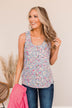 Pleasant Poppy Floral Tank- Denim Blue