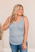 Tight Knit Love Button Tank- Dusty Blue