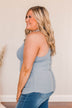 Tight Knit Love Button Tank- Dusty Blue