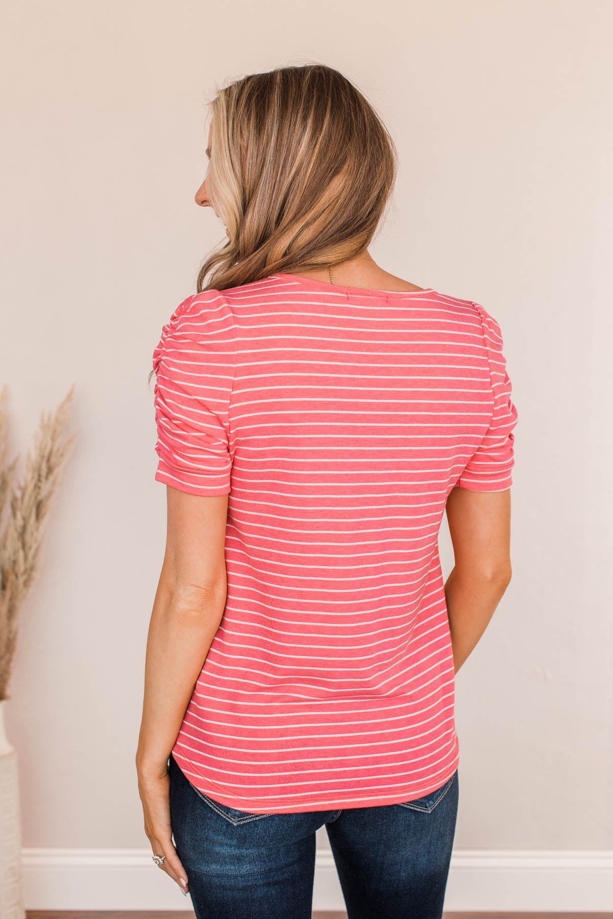 Surprise Visit Striped Top- Bubble Pink