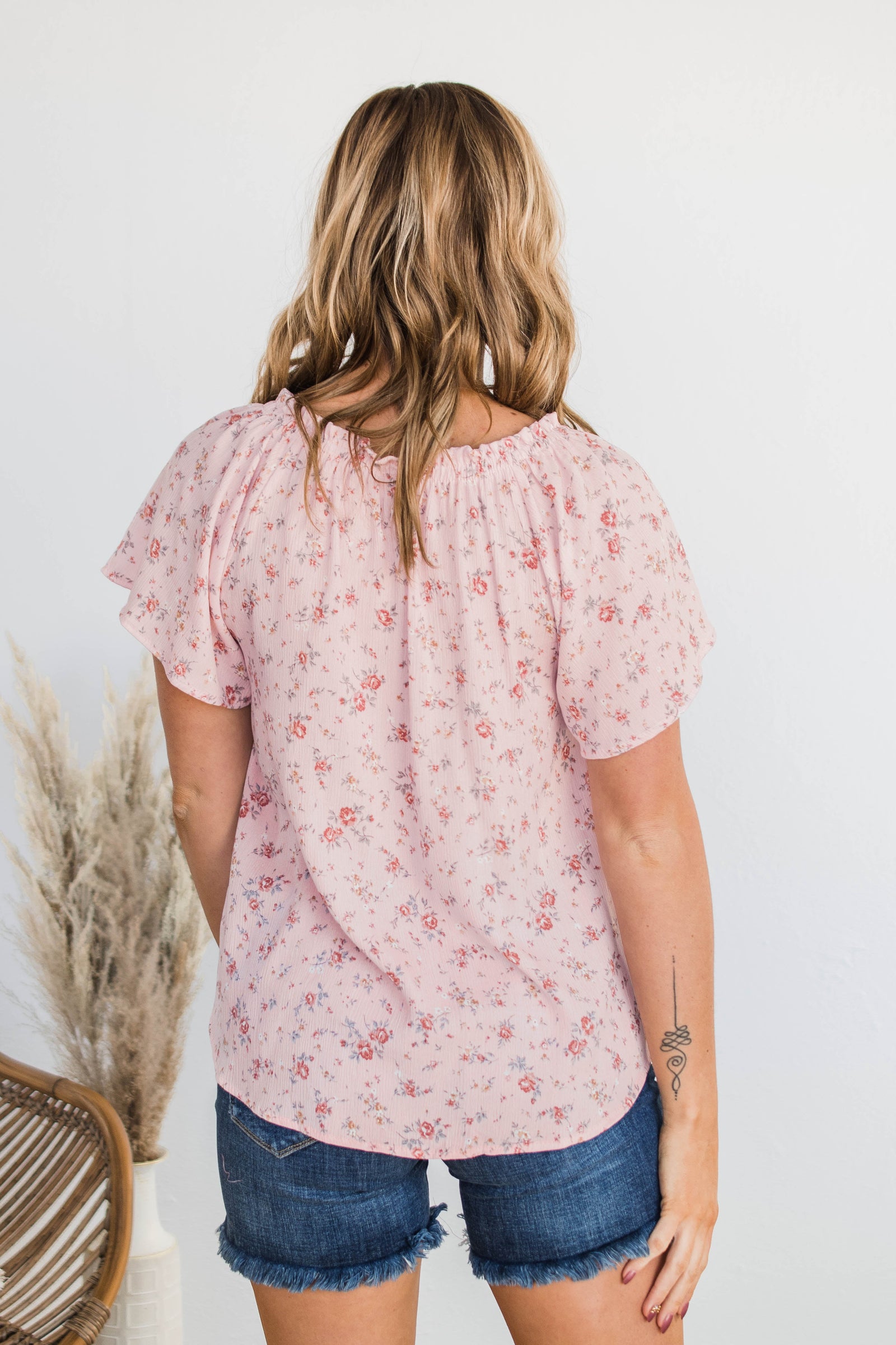 Strawberry Fields Floral Top- Blush