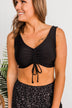 Surfing Through Life Cinched Swim Top- Black
