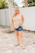 Under The Palm Trees Button Tank- Oatmeal