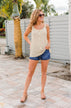 Under The Palm Trees Button Tank- Oatmeal