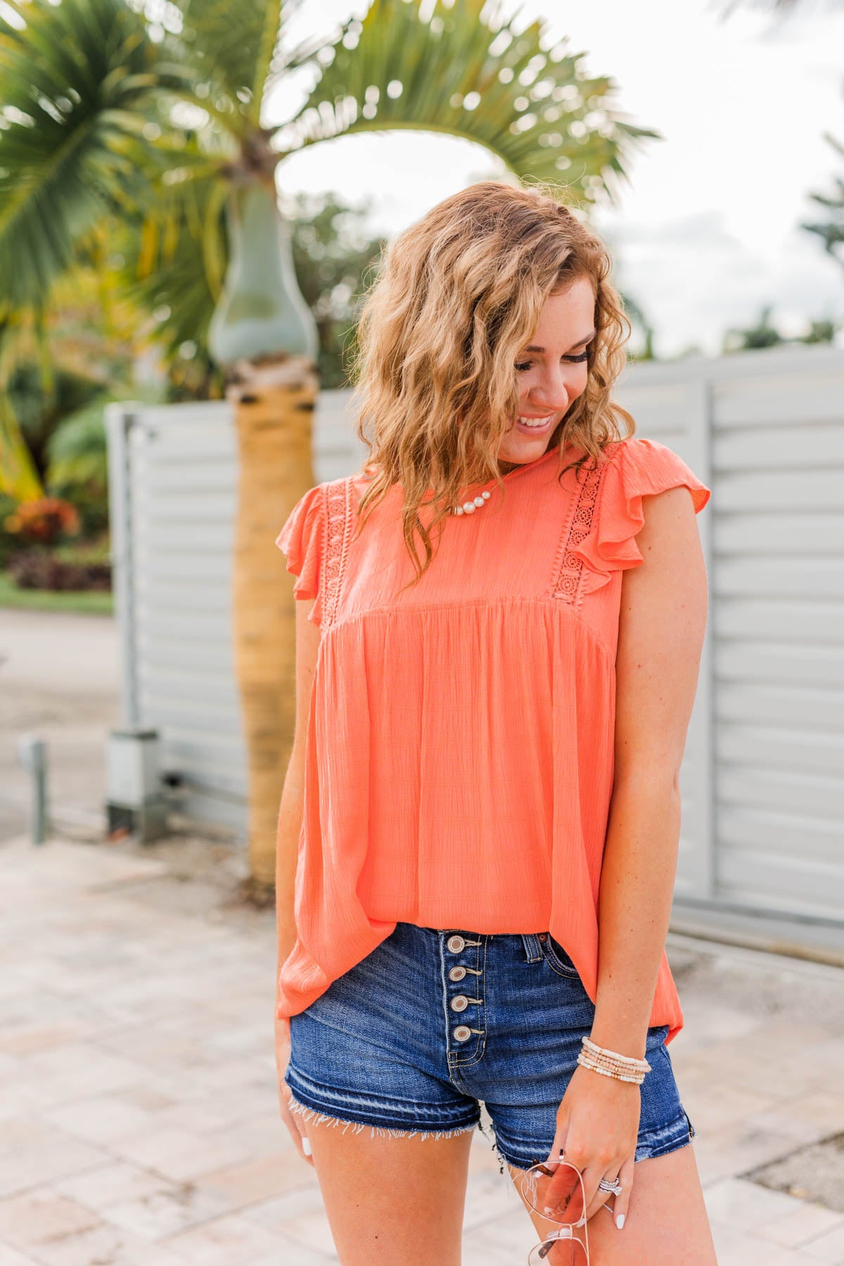 Tranquil Days Sleeveless Blouse- Coral