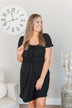 Sincere Smiles Smocked Knit Dress- Black