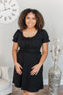 Sincere Smiles Smocked Knit Dress- Black