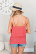 Moments With You Tiered Tank Top- Dark Coral