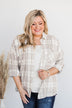 On My Way Button Plaid Top- Beige & Ivory