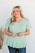 Change My Ways Ruffle Sleeve Top- Mint