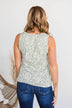 Beautiful World Front Tie Floral Tank- Sage