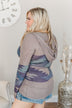 Aztec Knit Hoodie- Stone & Blue