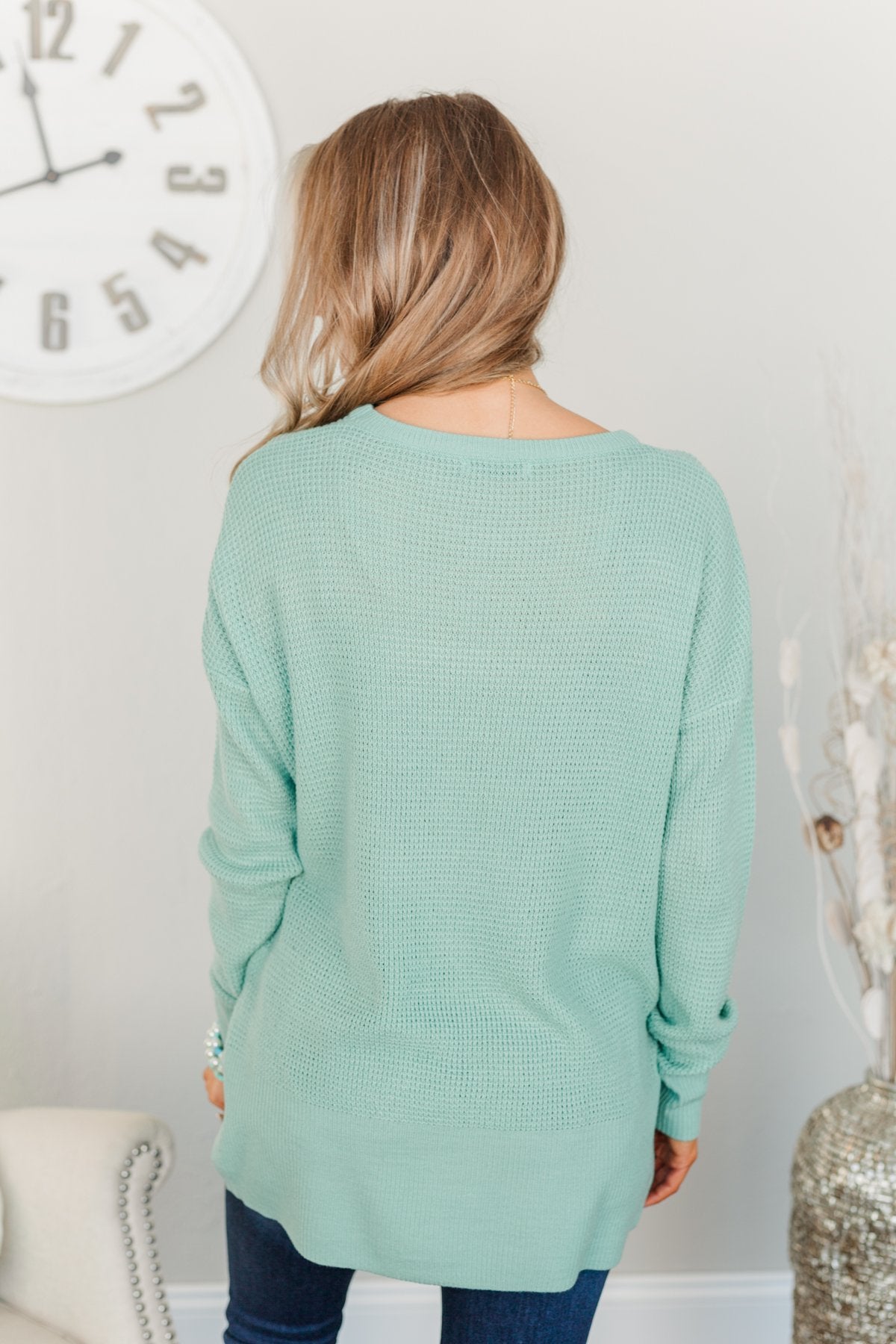 Dream About Us Knit Sweater- Seafoam