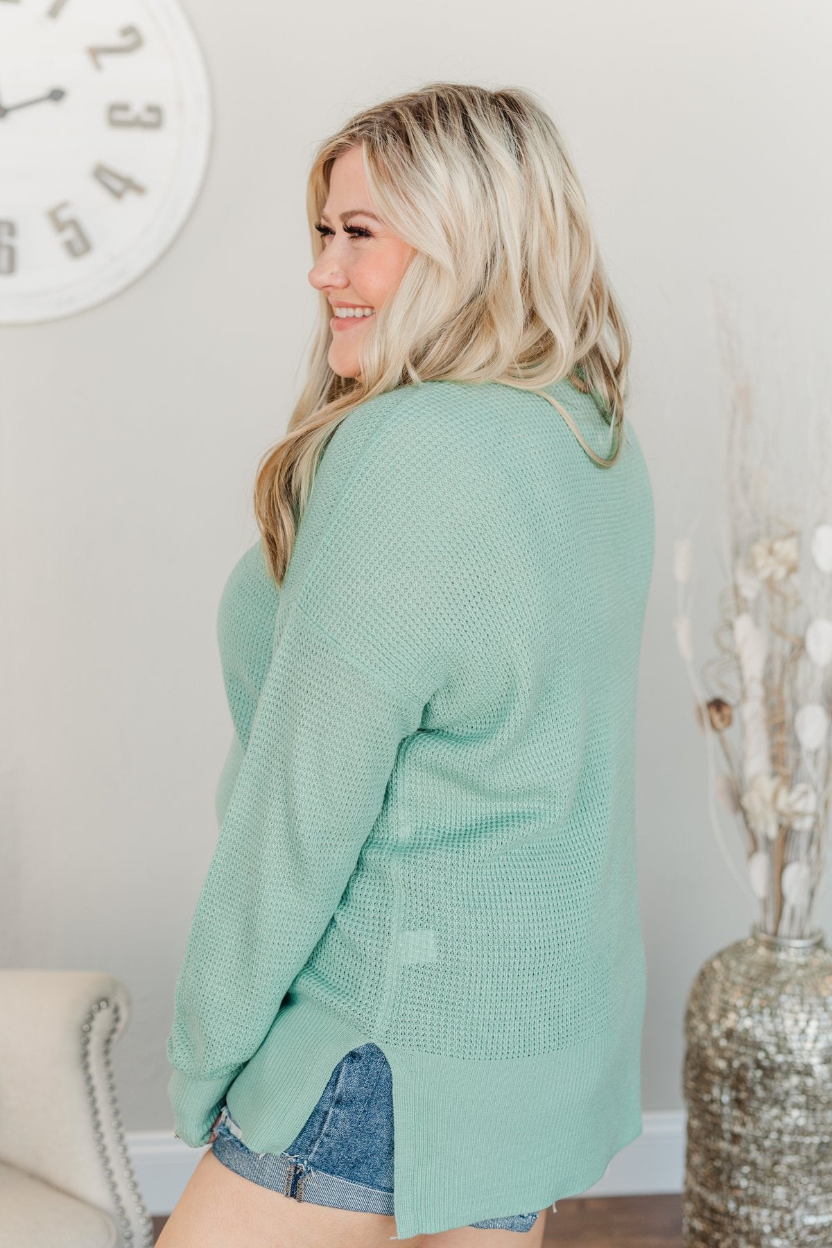 Dream About Us Knit Sweater- Seafoam