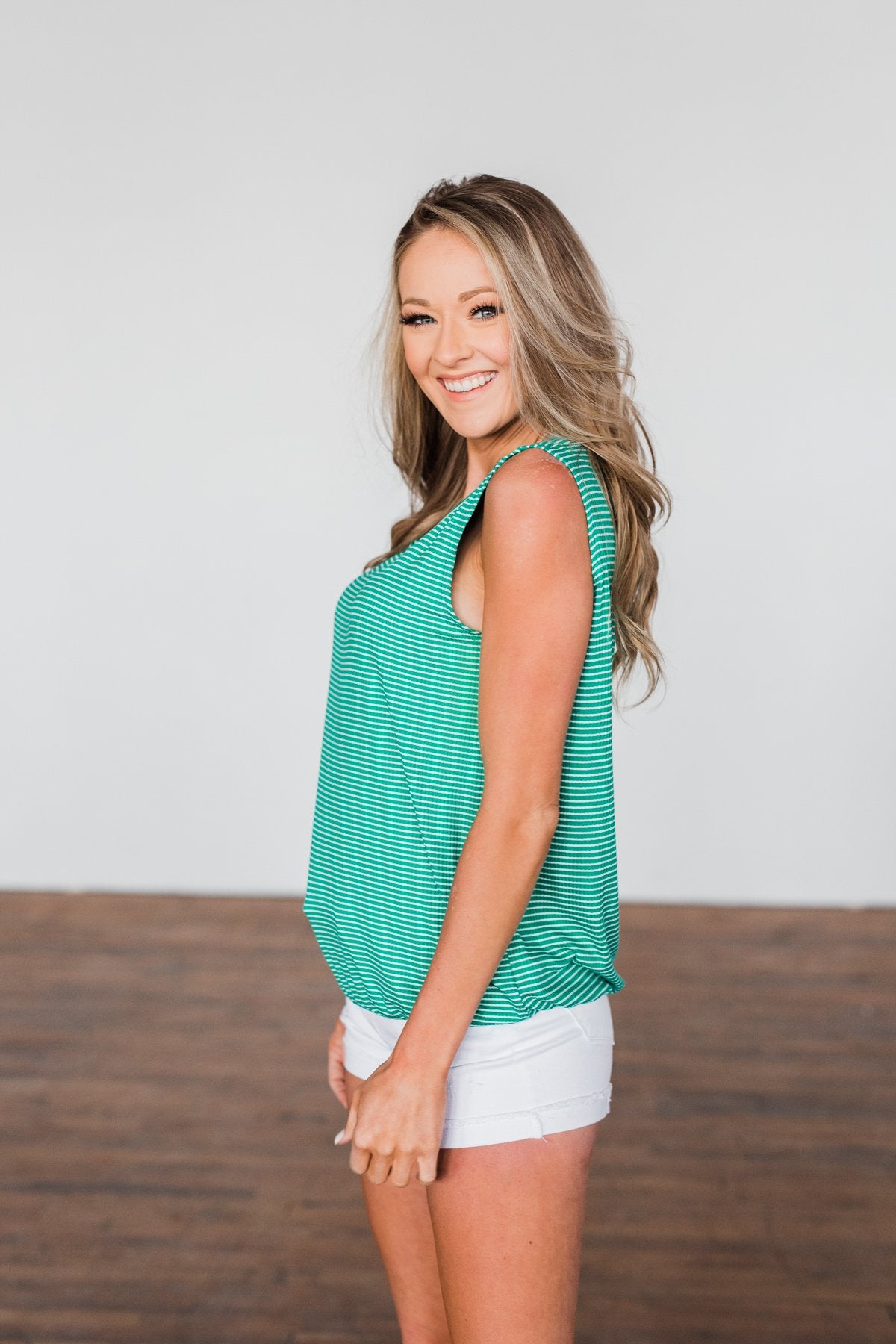 All About That Striped Tank- Green