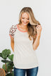 Wildly Effortless Short Sleeve Top- Beige & Pink