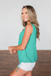 All About That Striped Tank- Green