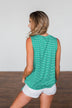 All About That Striped Tank- Green