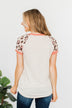 Wildly Effortless Short Sleeve Top- Beige & Pink