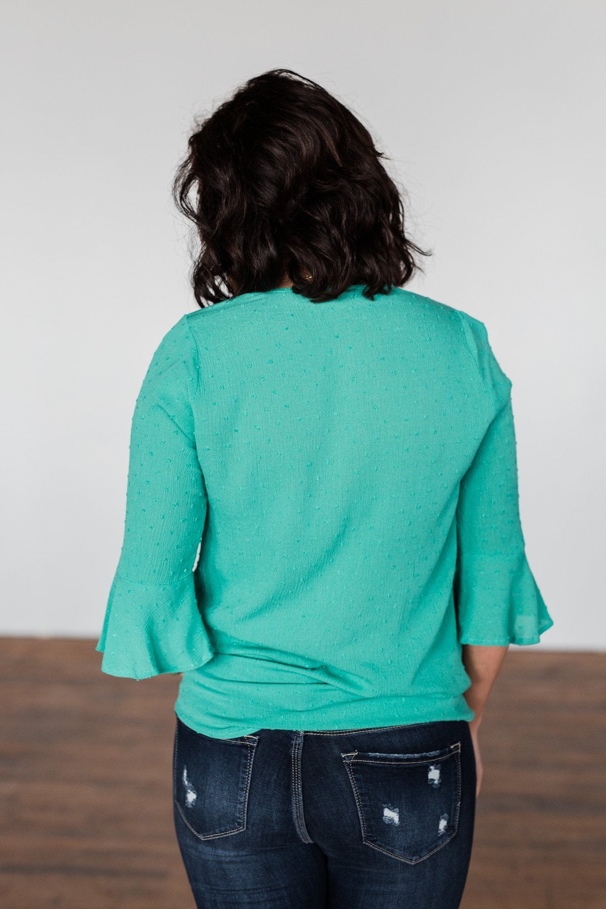 Simple Smiles V-Neck Wrap Blouse- Seafoam Green