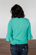 Simple Smiles V-Neck Wrap Blouse- Seafoam Green