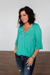 Simple Smiles V-Neck Wrap Blouse- Seafoam Green