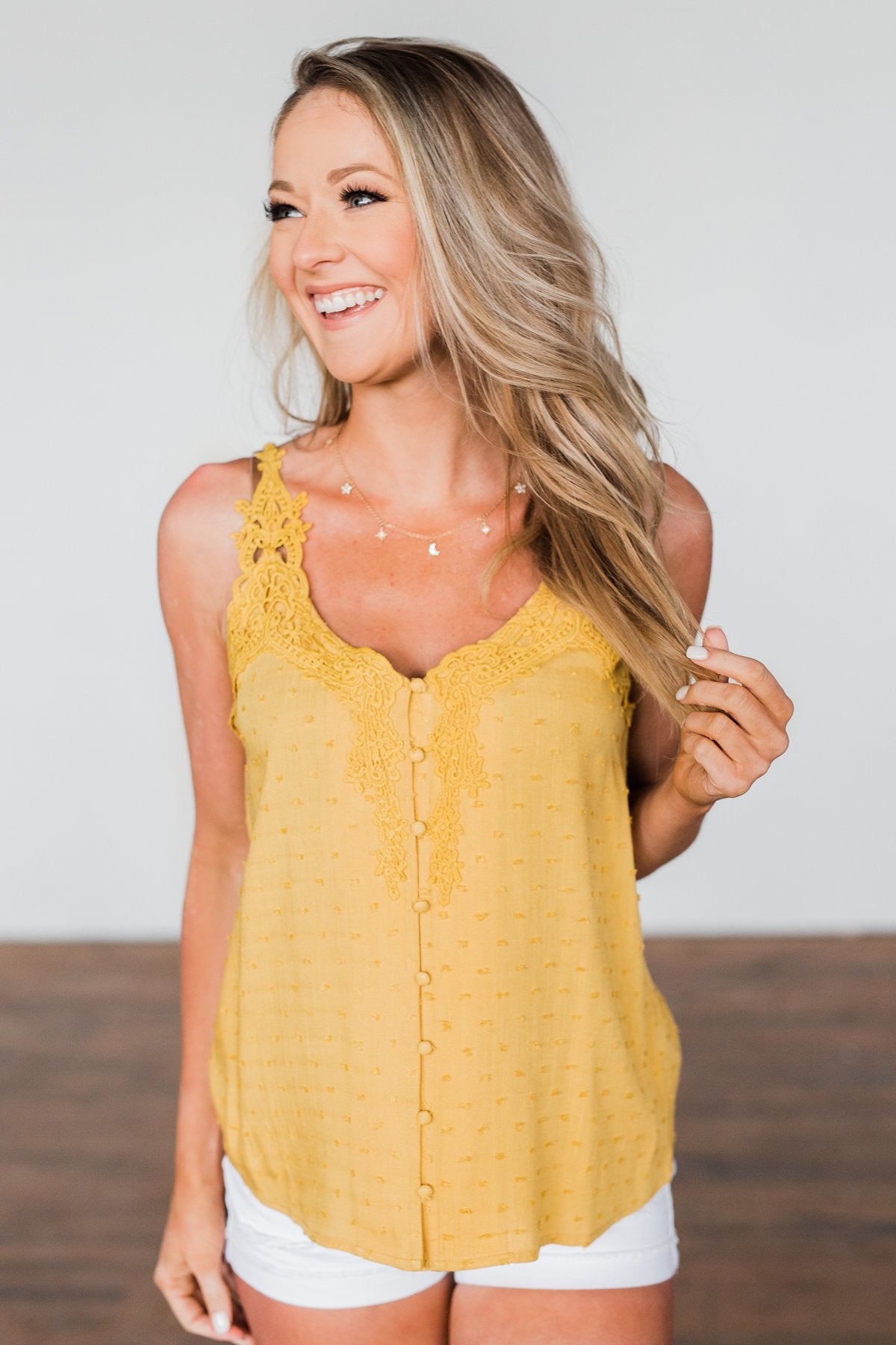 Take A Stand Crochet Tank Top- Golden Yellow