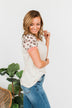 Wildly Effortless Short Sleeve Top- Beige & Pink