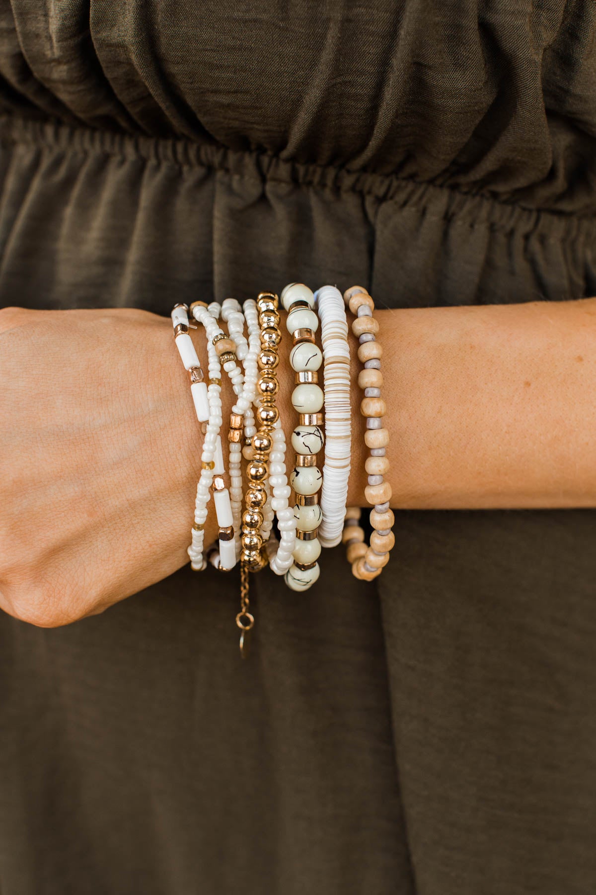 Charming Beauty Bracelet Set- Gold & Ivory