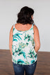 Palm Tree Breeze Front Knot Tank Top- Off White