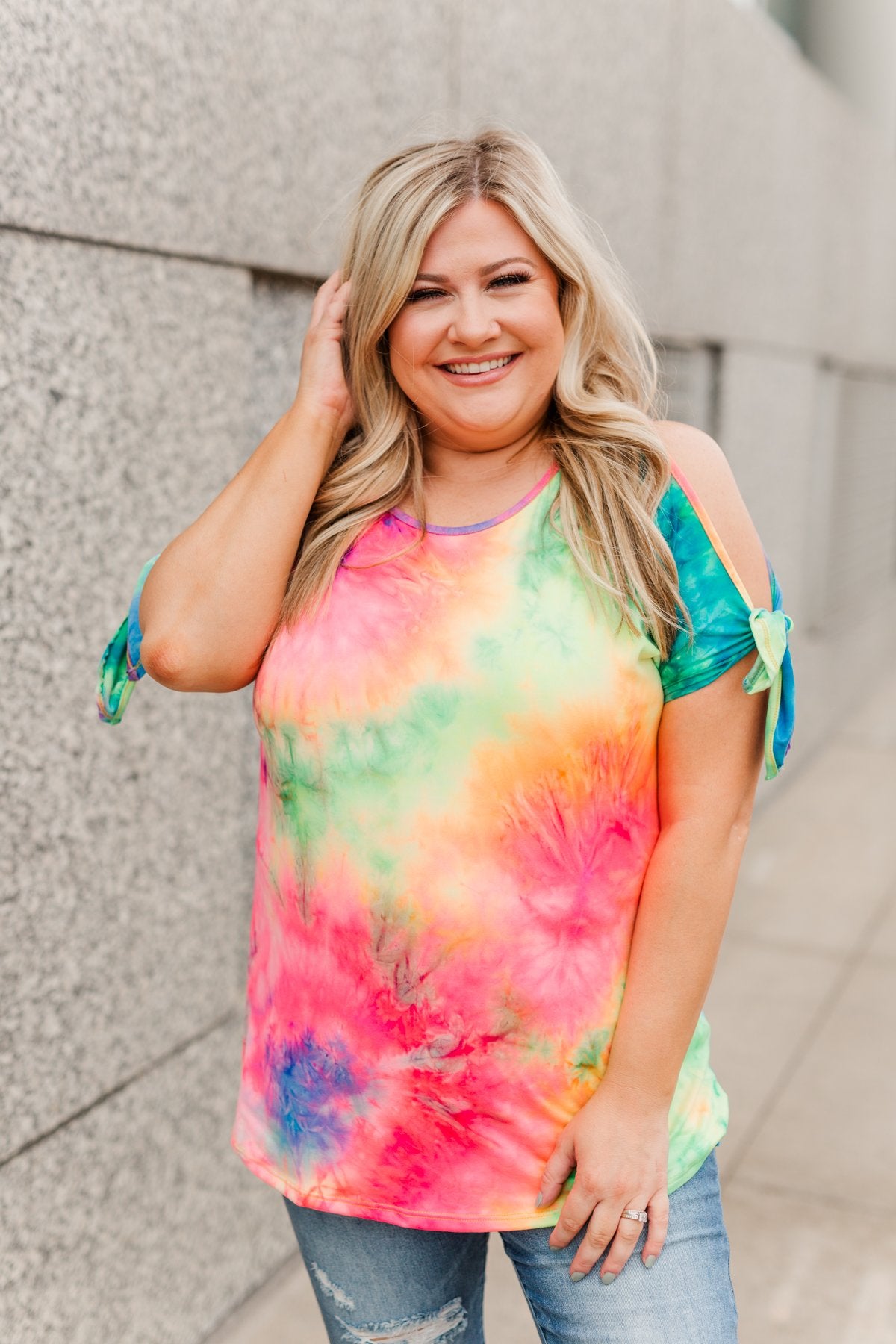 Look On The Bright Side Tie Dye Top- Neon Multi-Color