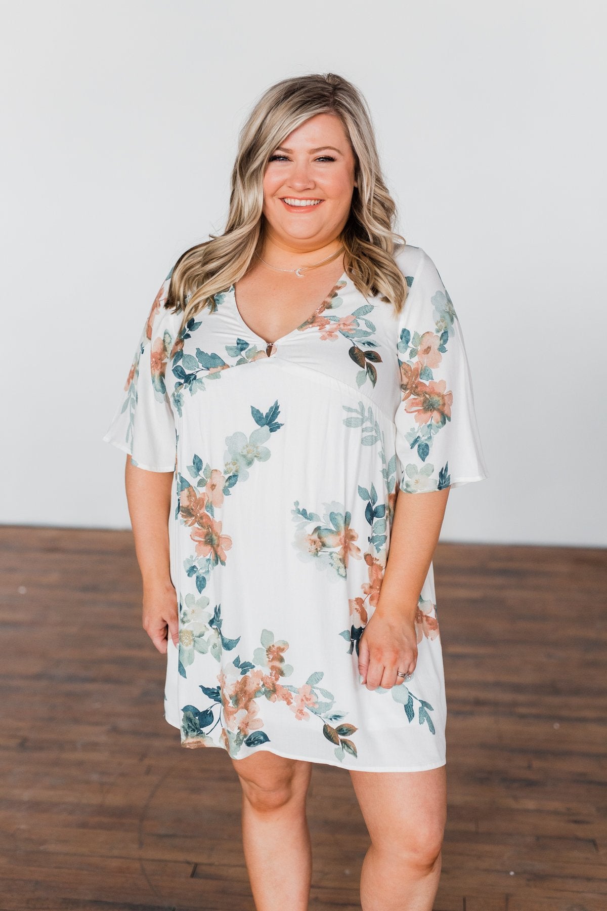 Anything I Want V-Neck Floral Dress- Ivory