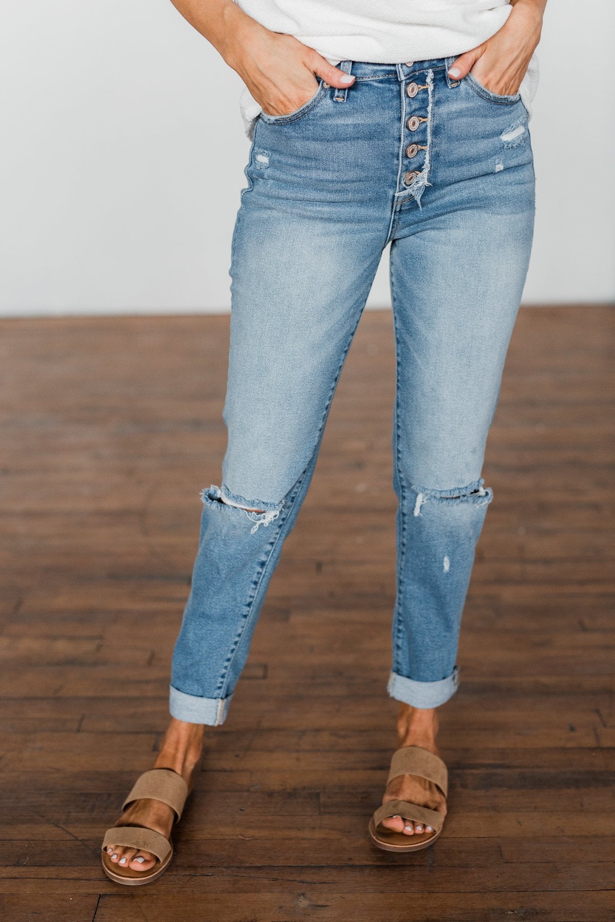 KanCan Boyfriend Jeans- Christina Wash - Main Image