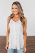 Come Back To Me Button Tank Top- Off White