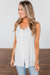 Come Back To Me Button Tank Top- Off White