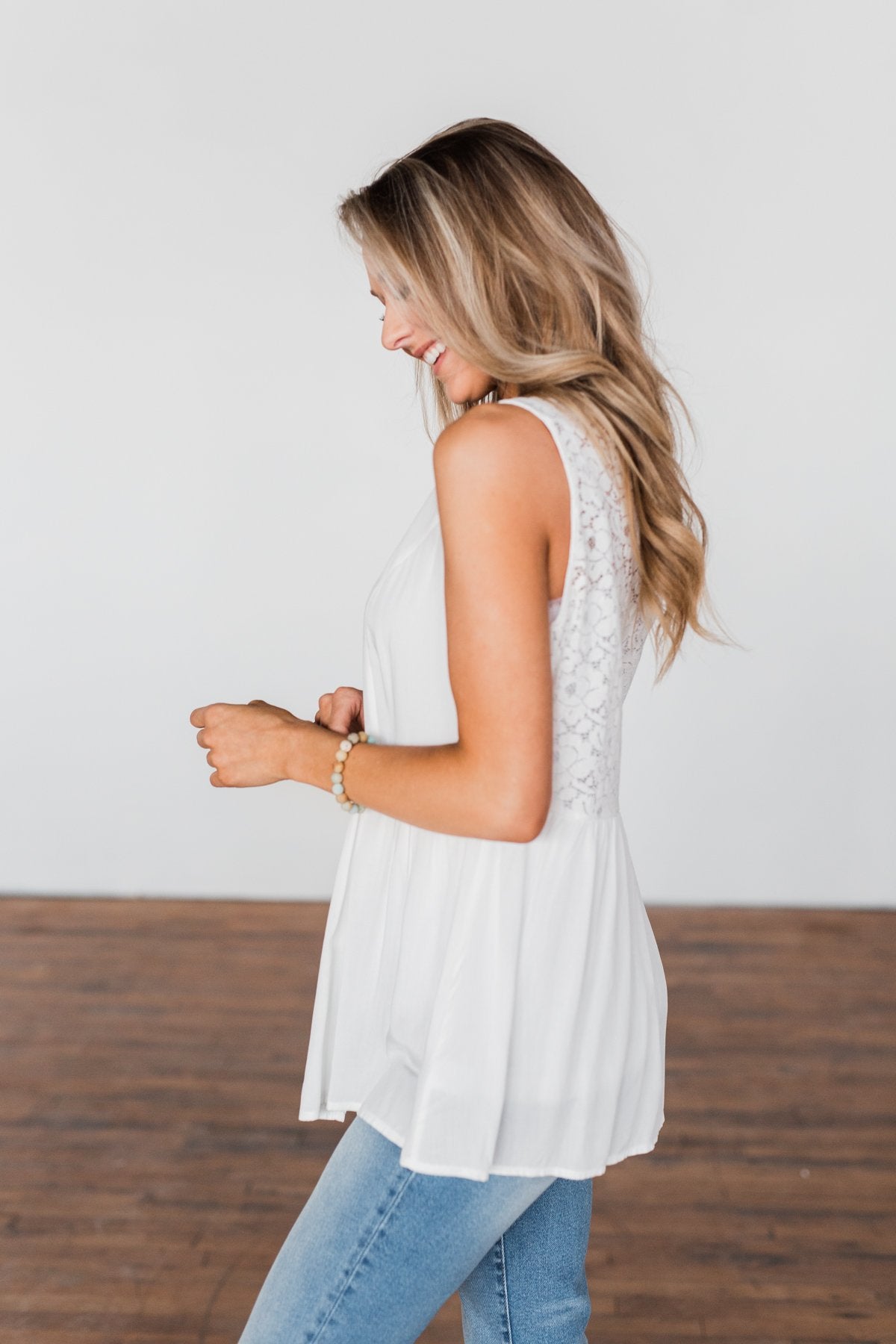 Come Back To Me Button Tank Top- Off White