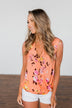 How Lovely Floral Tank Top- Peach