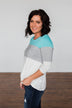 Take It Away Color Block Top- Mint Blue, Grey, Ivory