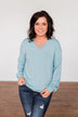 Crossed My Mind Pullover Top- Dusty Teal