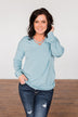 Crossed My Mind Pullover Top- Dusty Teal