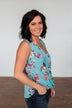 How Lovely Floral Tank Top- Blue