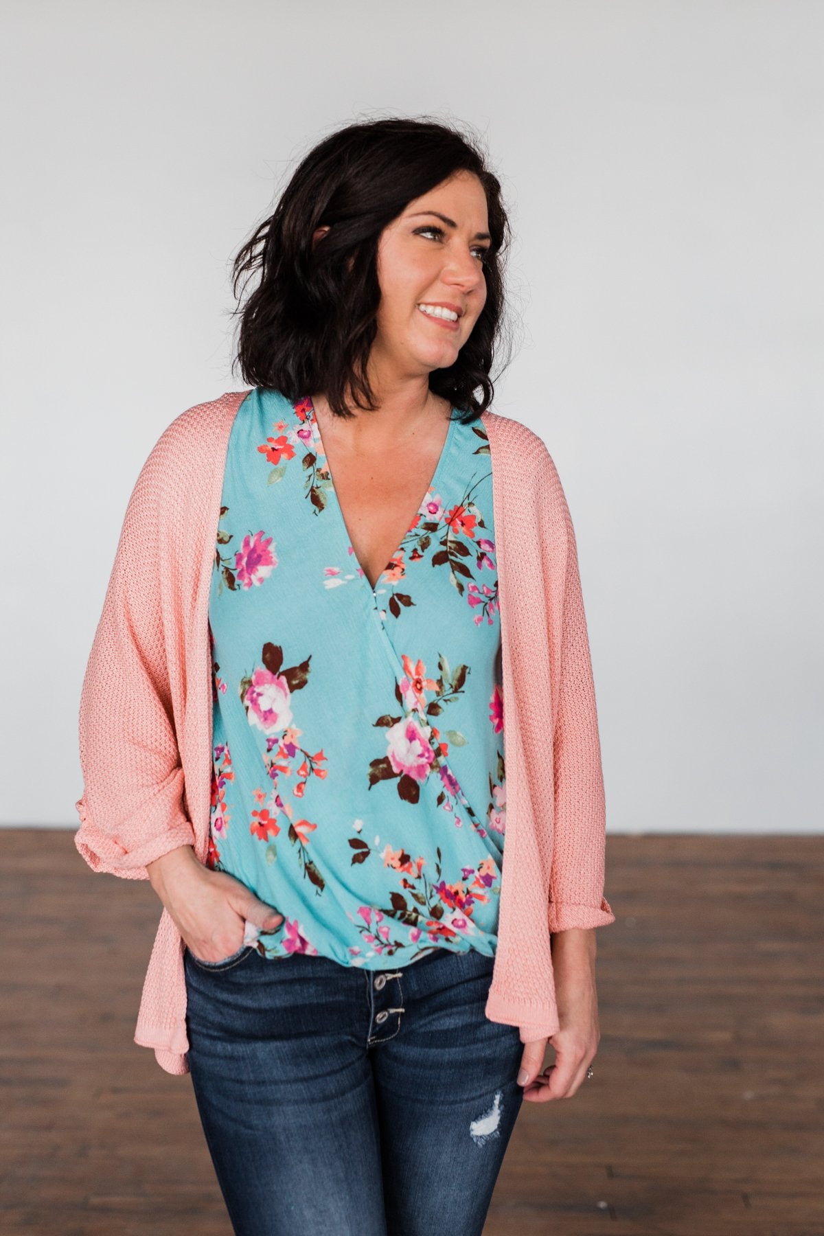 The Perfect Knit Cardigan- Salmon Pink